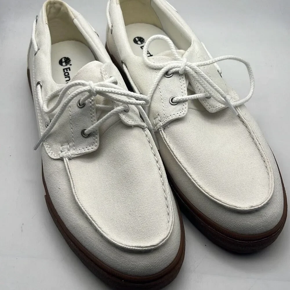 Timberland Men's Union Wharf 2.0 EK+ 2 Eye Boat Oxford White Canvas Men 10.5 NEW